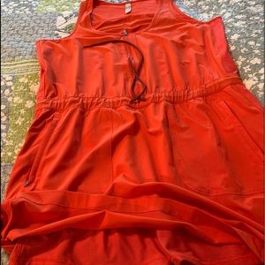 Athleta S14 orange exercise dress-skort w/pockets